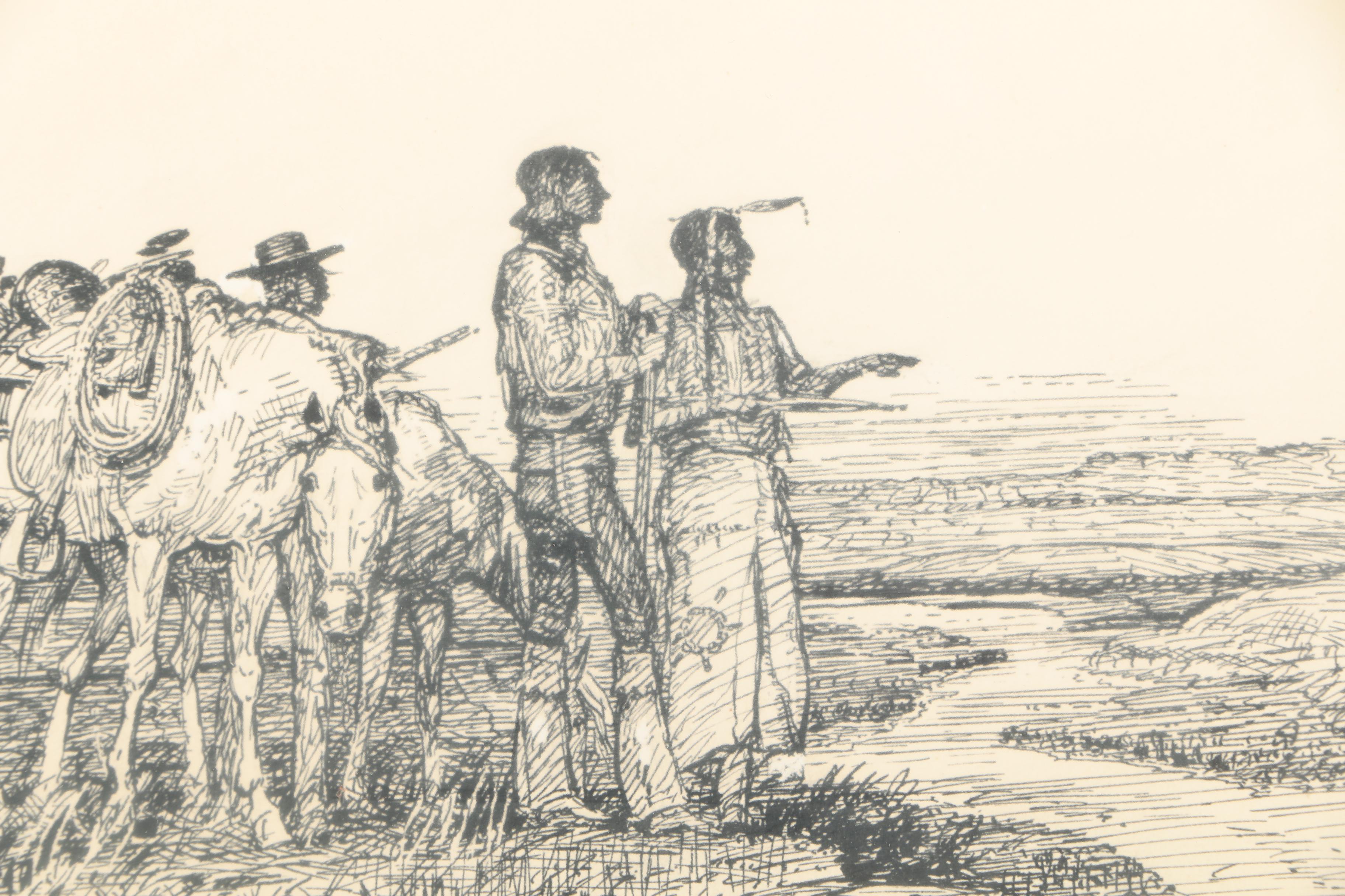 J.K. Ralston Signed Ink On Paper Drawing "Red Guide"