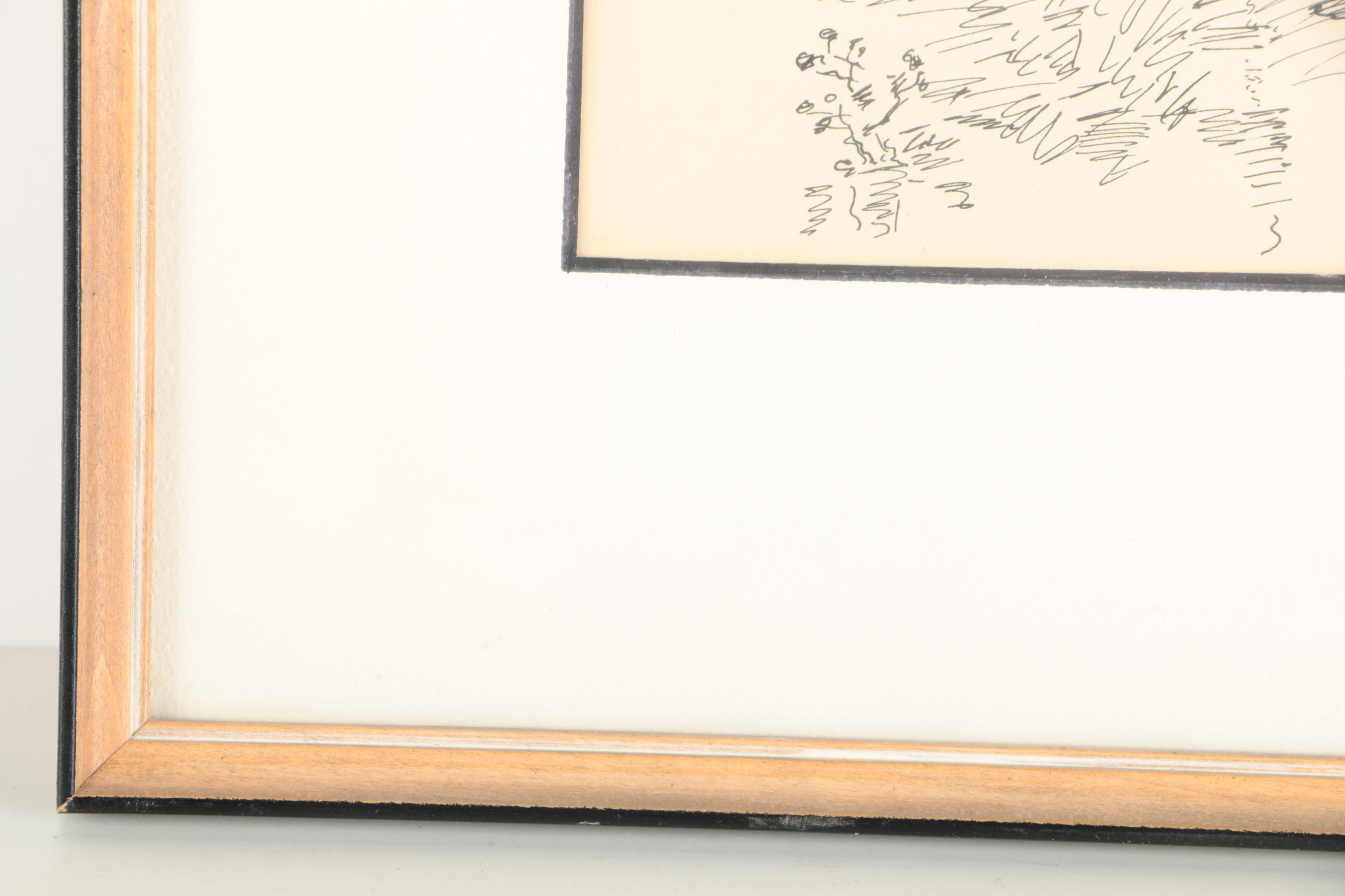 J.K. Ralston Signed Ink On Paper Drawing "Red Guide"