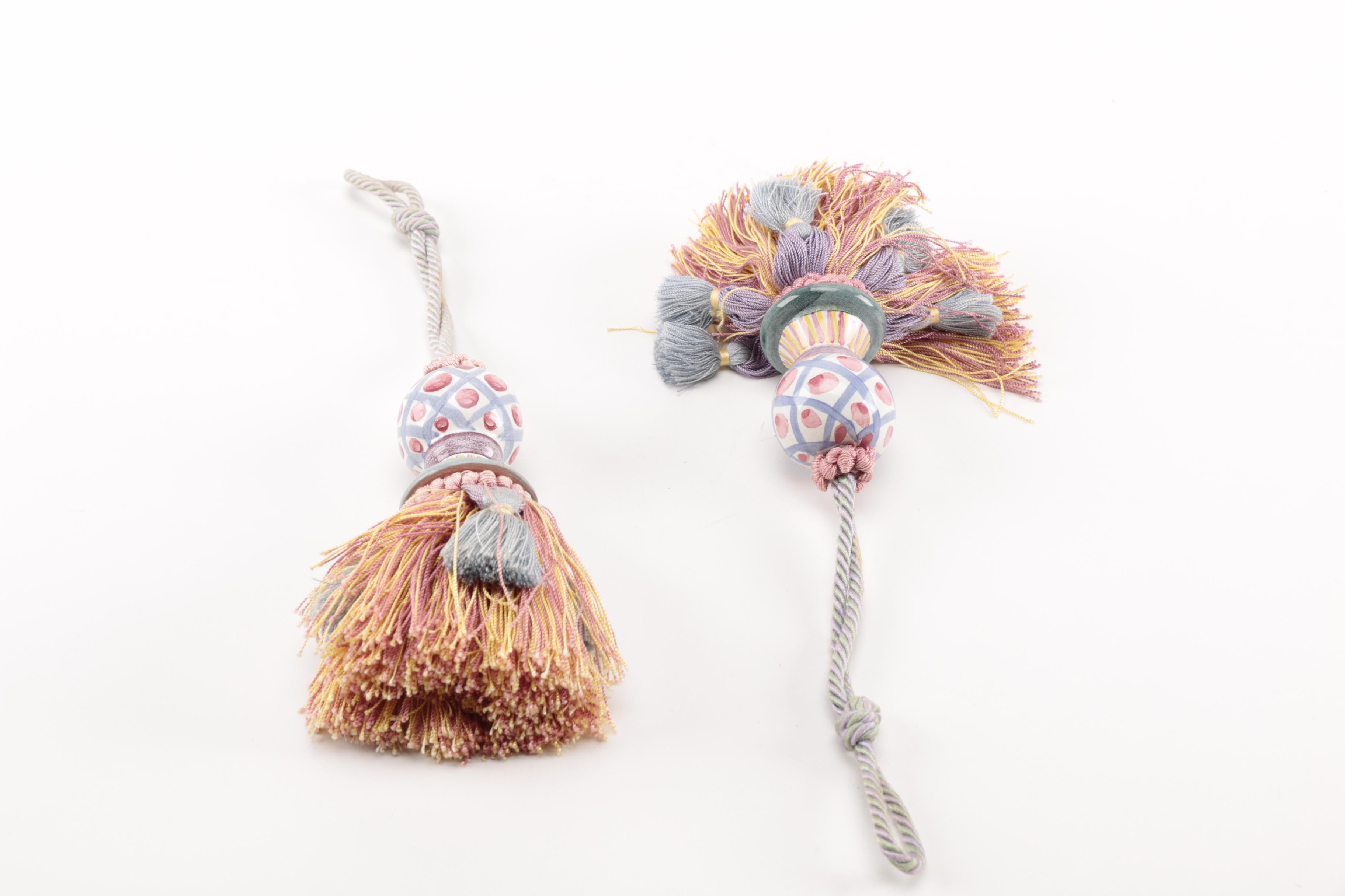 MacKenzie-Childs Hand-Painted Ceramic Tassels and Handles