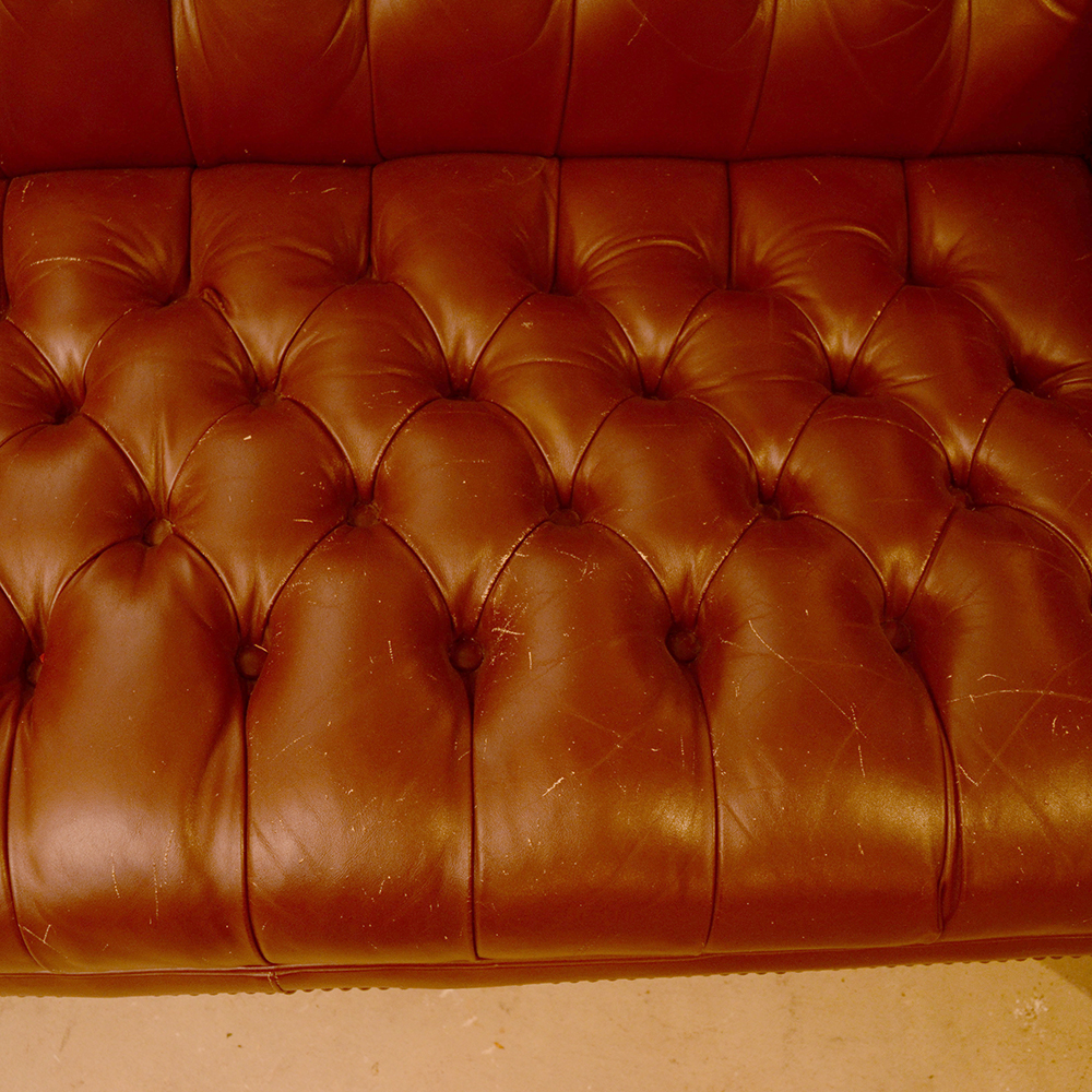 Contemporary Tufted Leather Settee