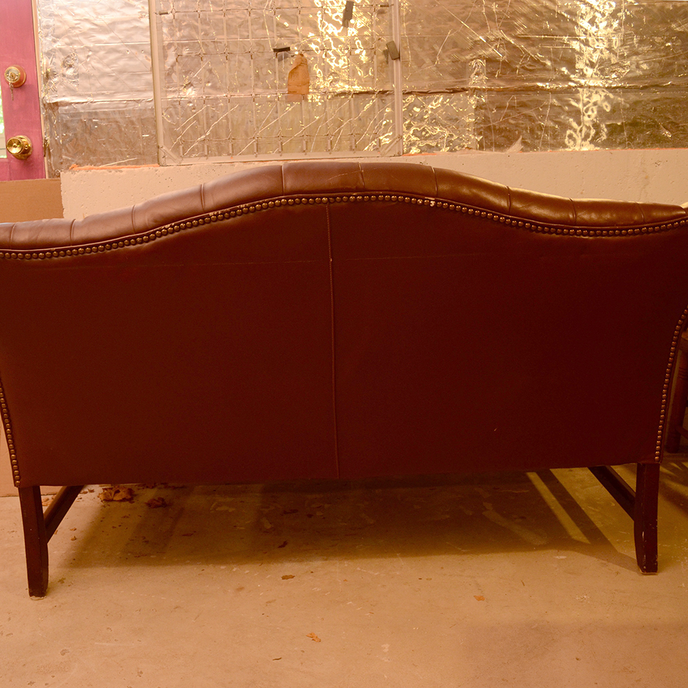 Contemporary Tufted Leather Settee