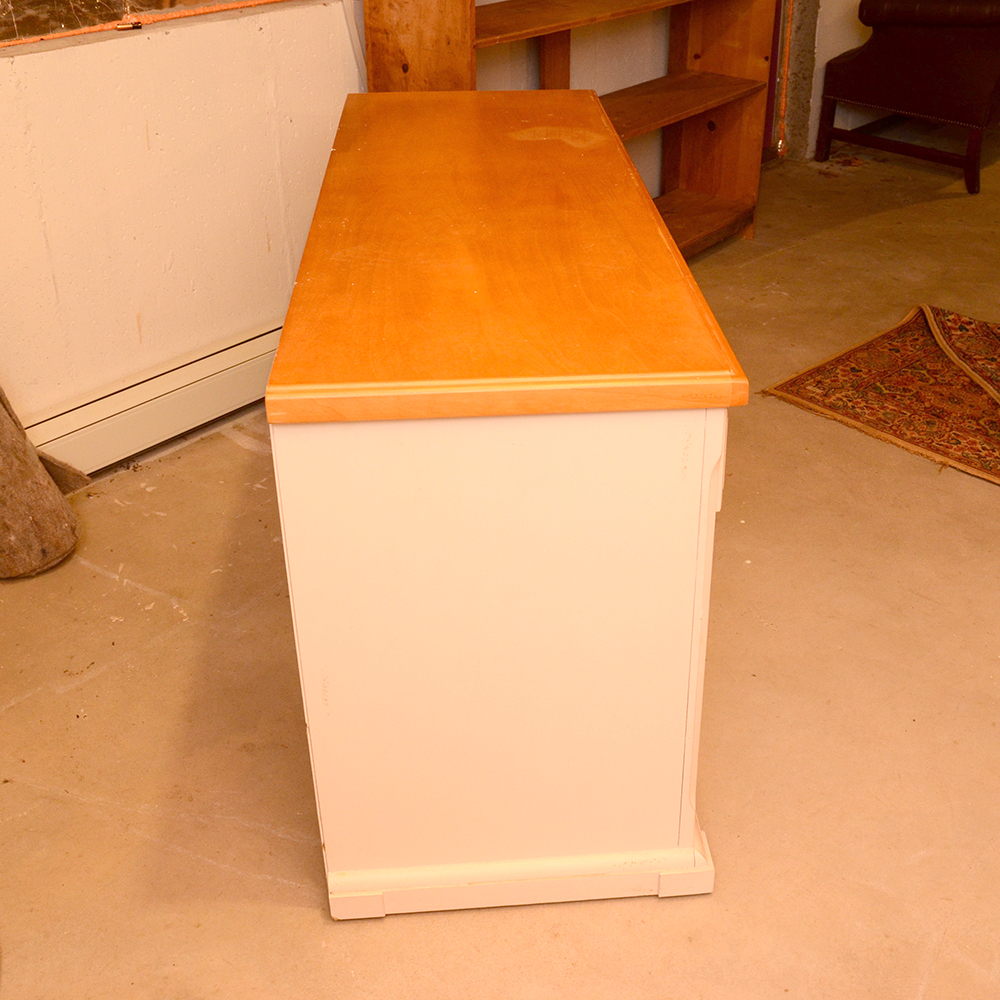 Martin Furniture Maple and Painted Console with Woven Baskets