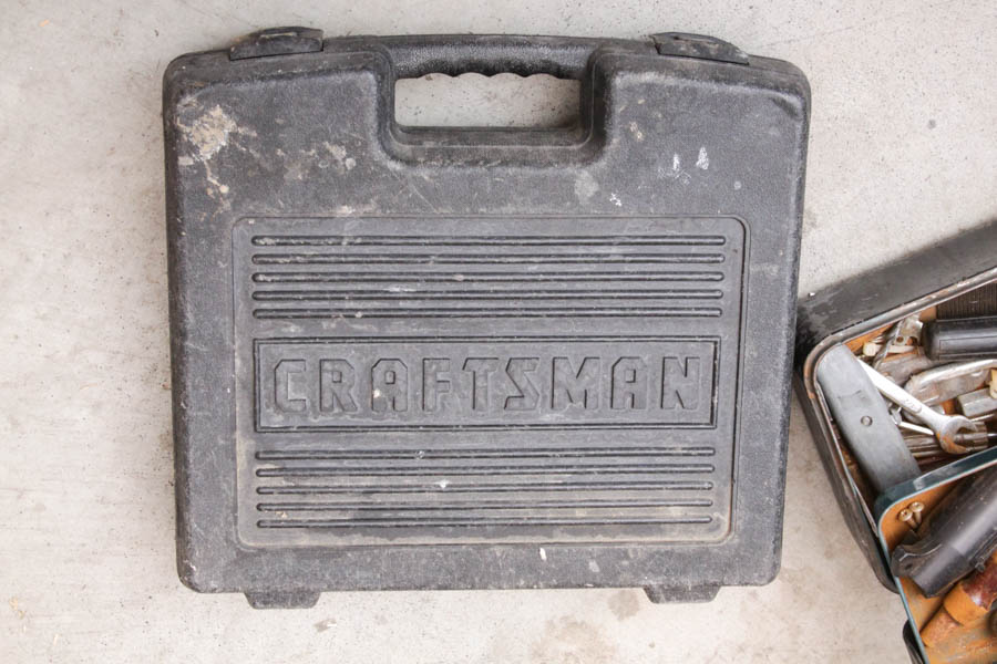 Toolbox with Tools and a Craftsman Drill