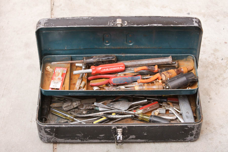Toolbox with Tools and a Craftsman Drill