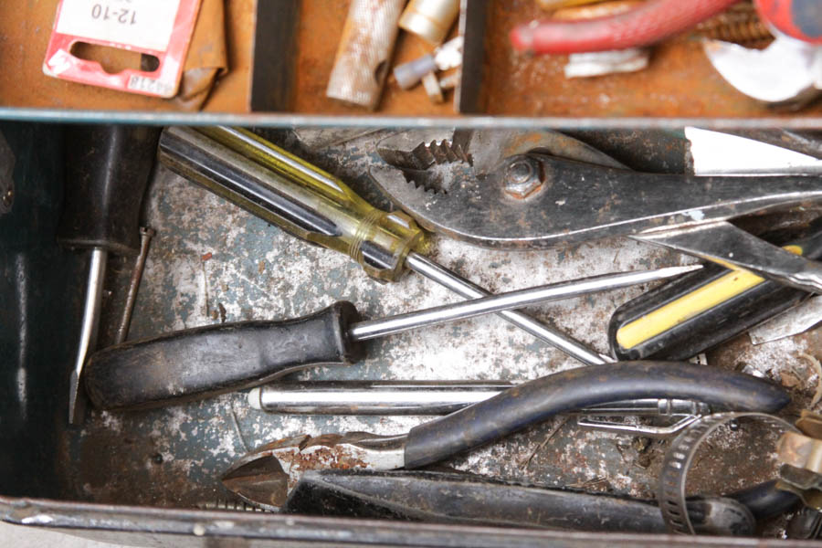 Toolbox with Tools and a Craftsman Drill