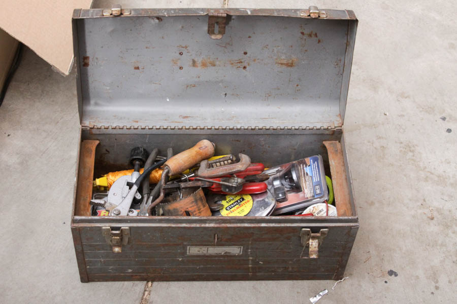 Two Metal Toolboxes with Tools