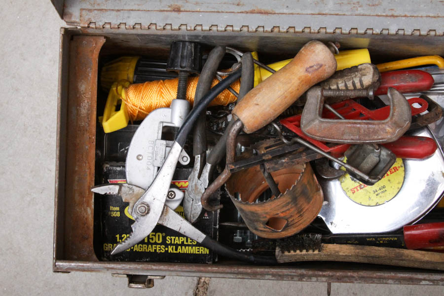 Two Metal Toolboxes with Tools