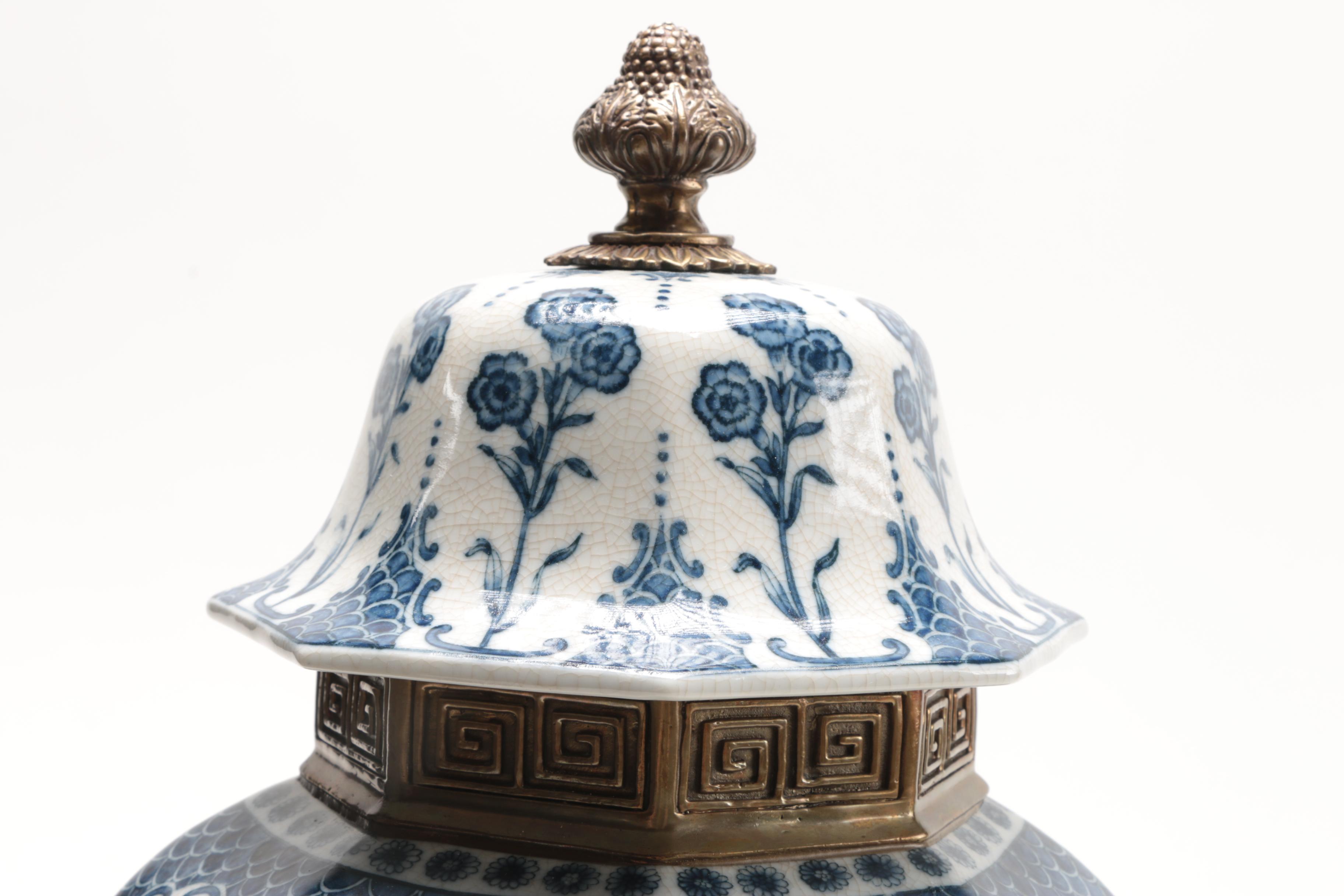 Castilian Blue and White Ginger Jar Style Urn