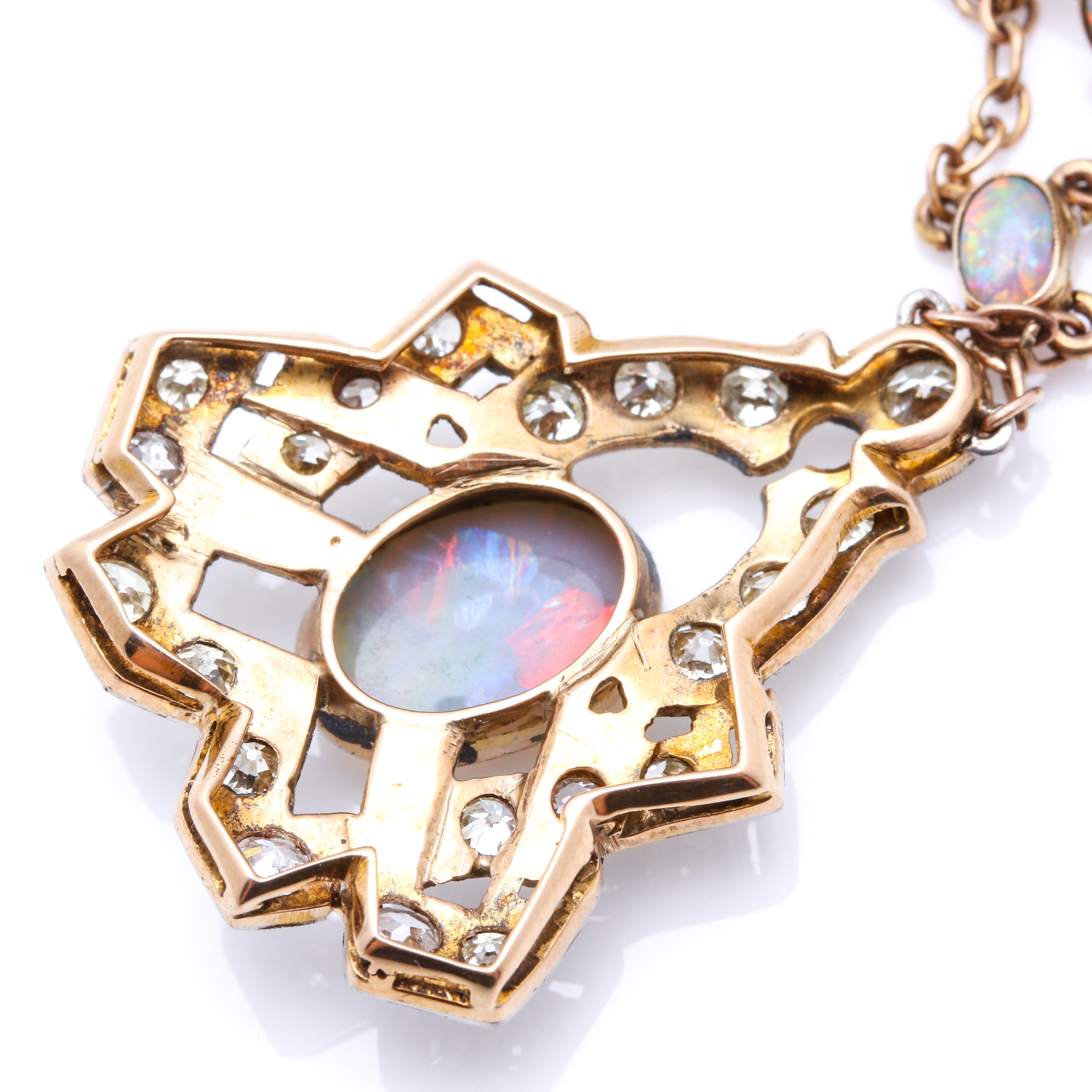 10K - 14K Yellow Gold and Platinum Opal and 1.56 CTW Diamond Pin