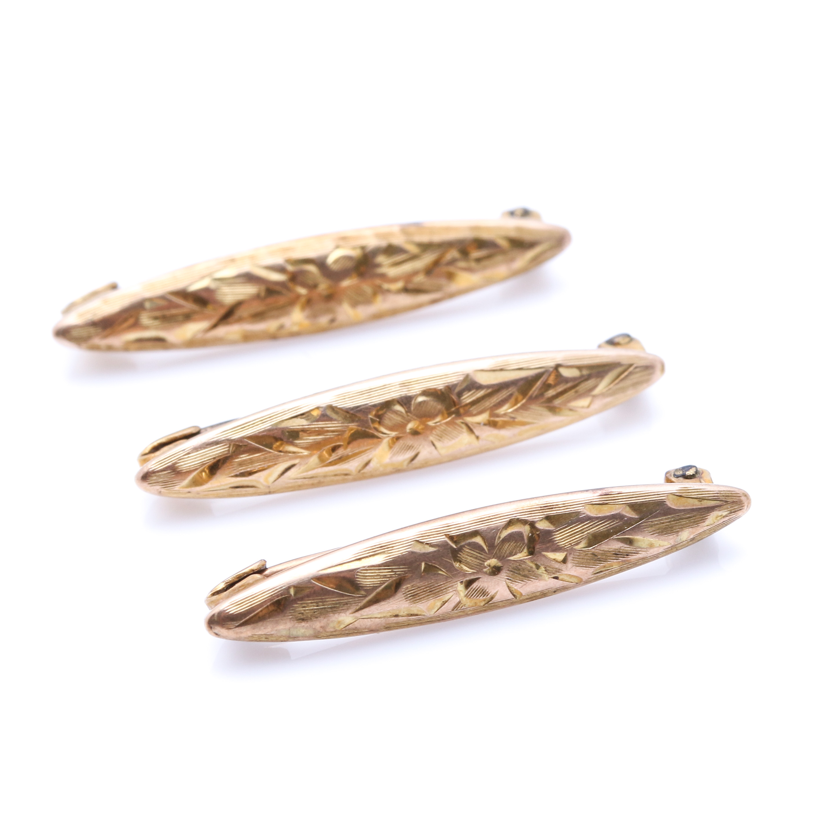 10K Yellow Gold Bar Pins