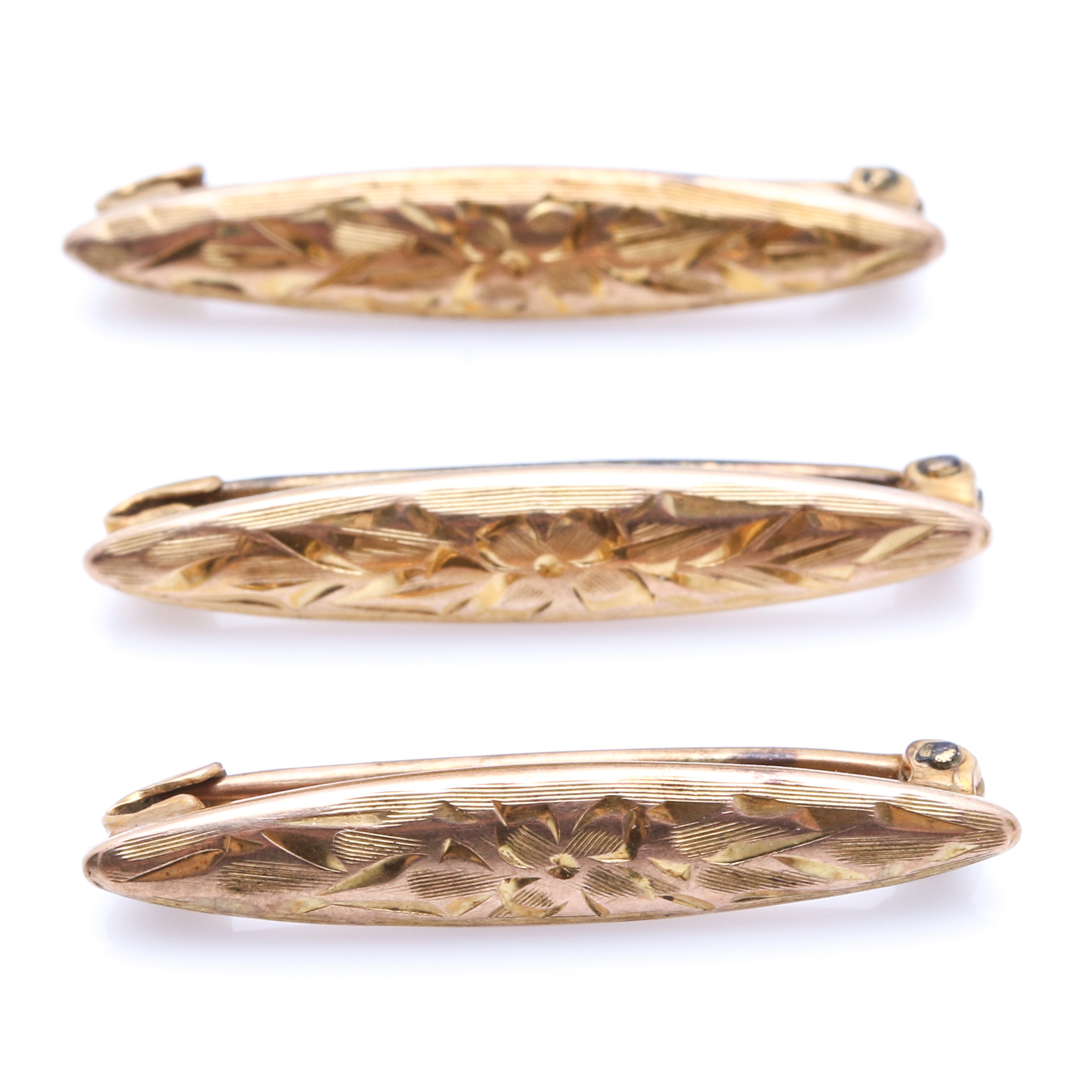 10K Yellow Gold Bar Pins