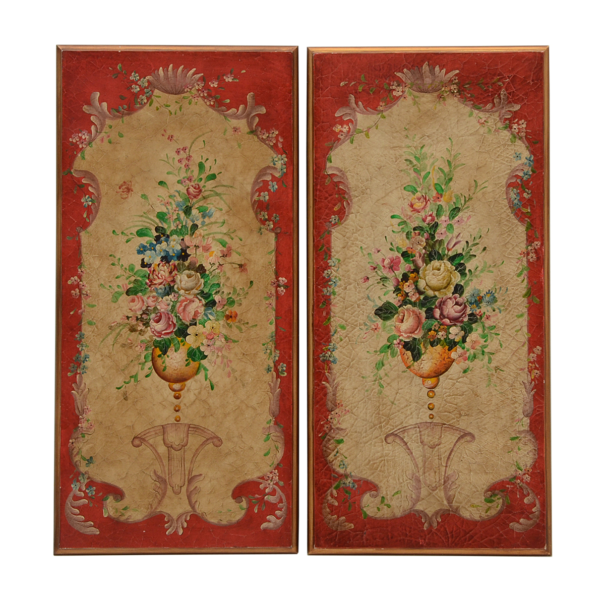 Two Decorative Contemporary Painted Floral Wall Panels
