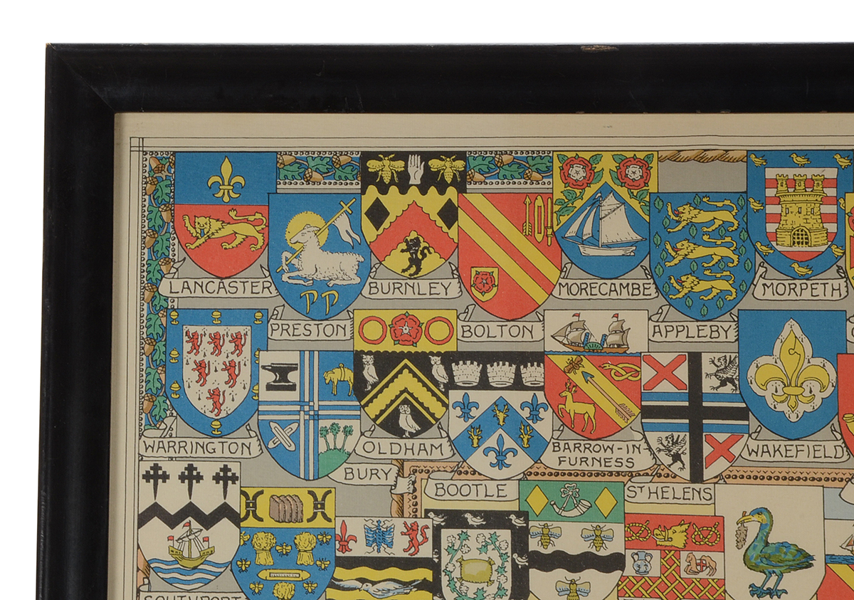 Vintage Color Lithographic Poster "Historical Map of England and Wales"