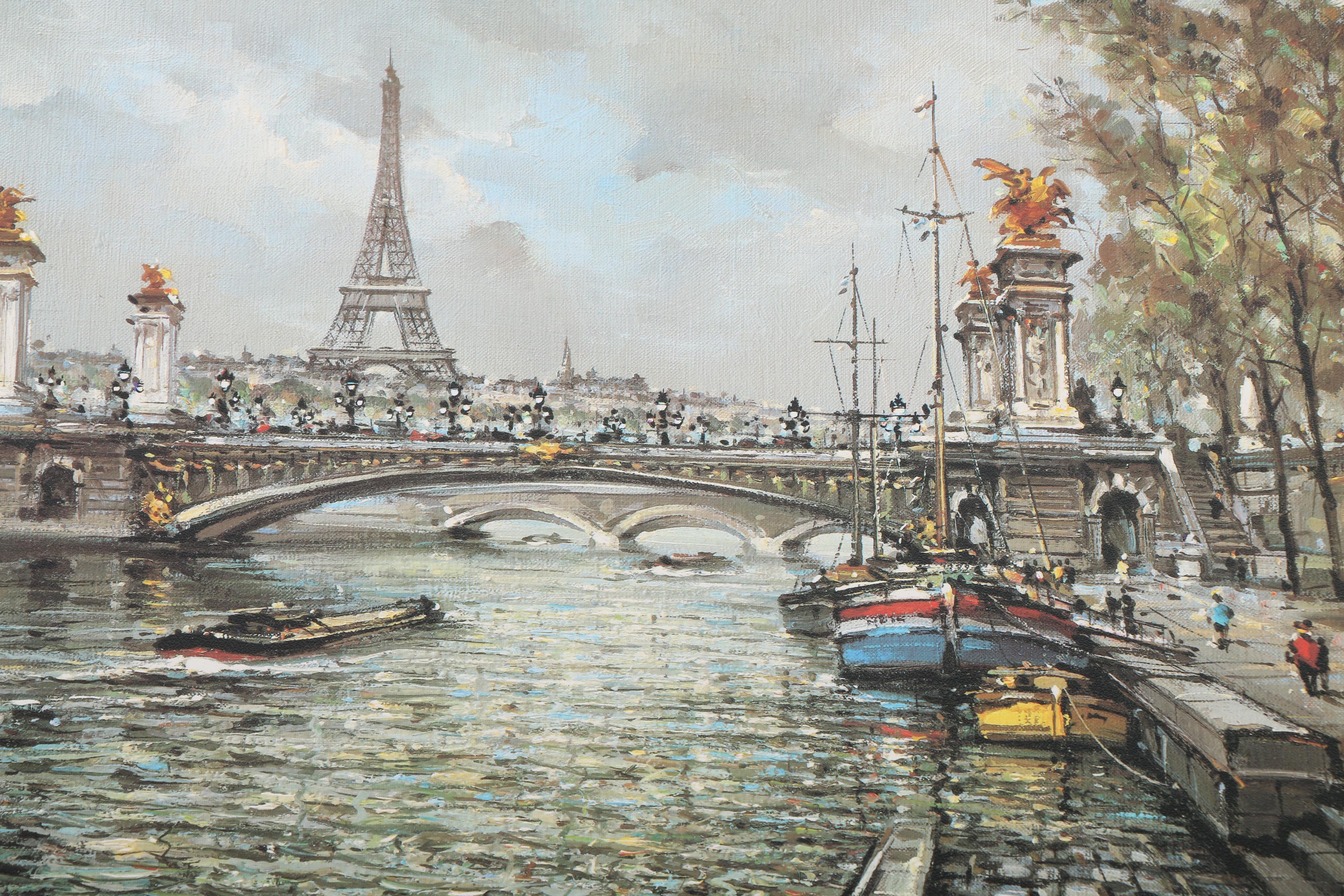 Offset Lithograph After Jacques Chardon's Painting "Pont Alexandre III et Tour Eiffel"