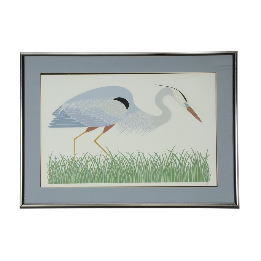 Ikki Matsumoto Signed Limited Edition Serigraph "Blue Heron"