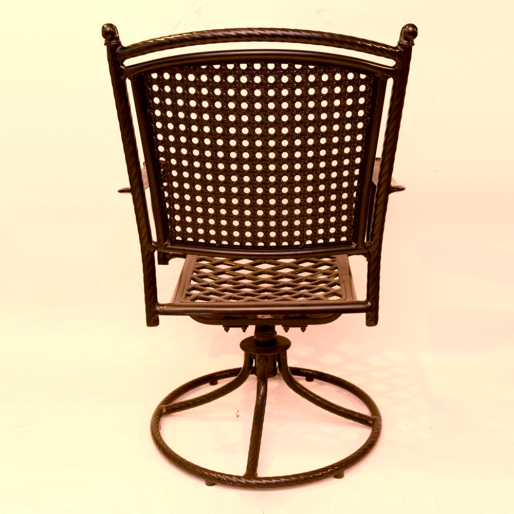 Set of Six Black Metal Patio Arm Chairs