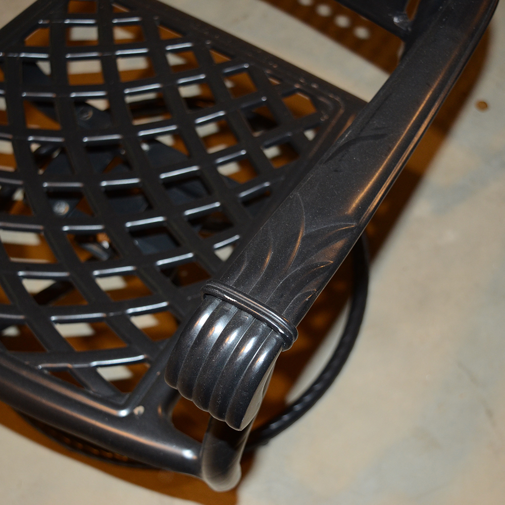 Set of Six Black Metal Patio Arm Chairs