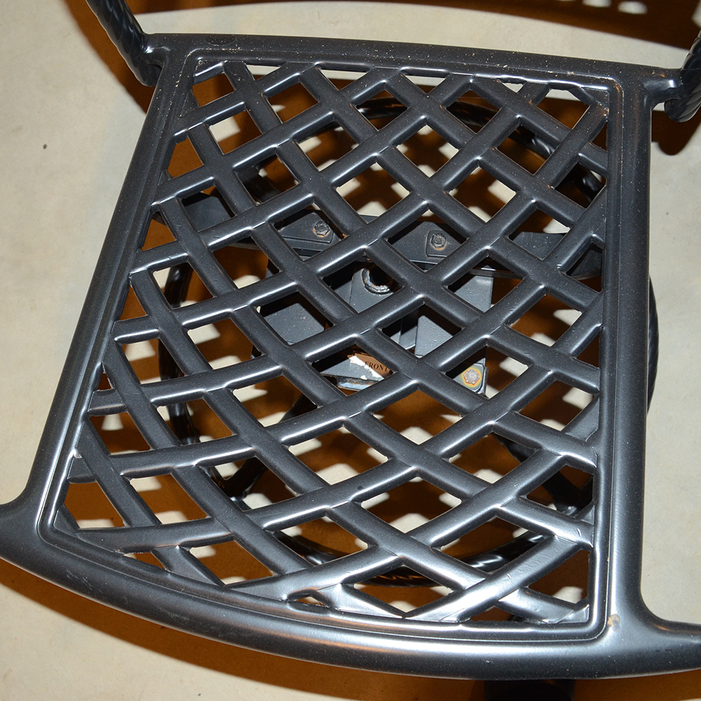 Set of Six Black Metal Patio Arm Chairs