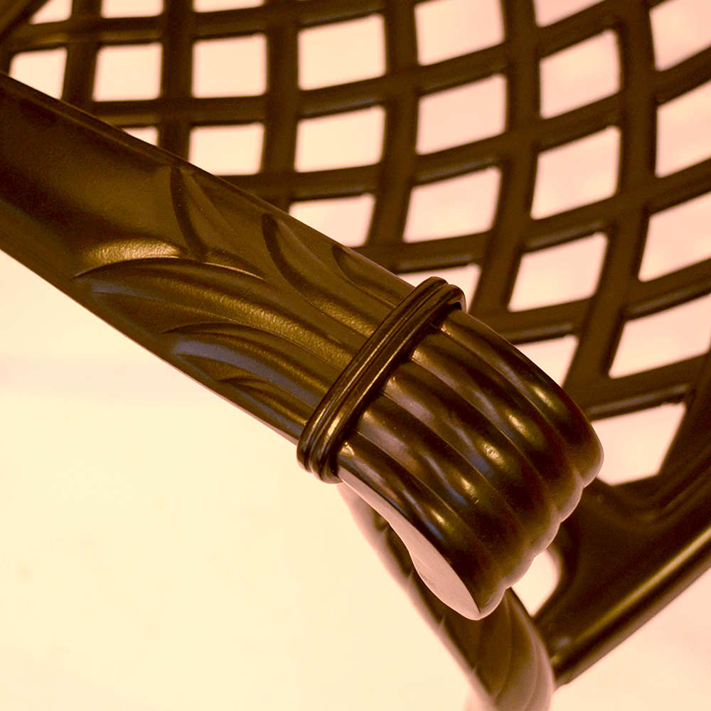 Set of Six Black Metal Patio Arm Chairs