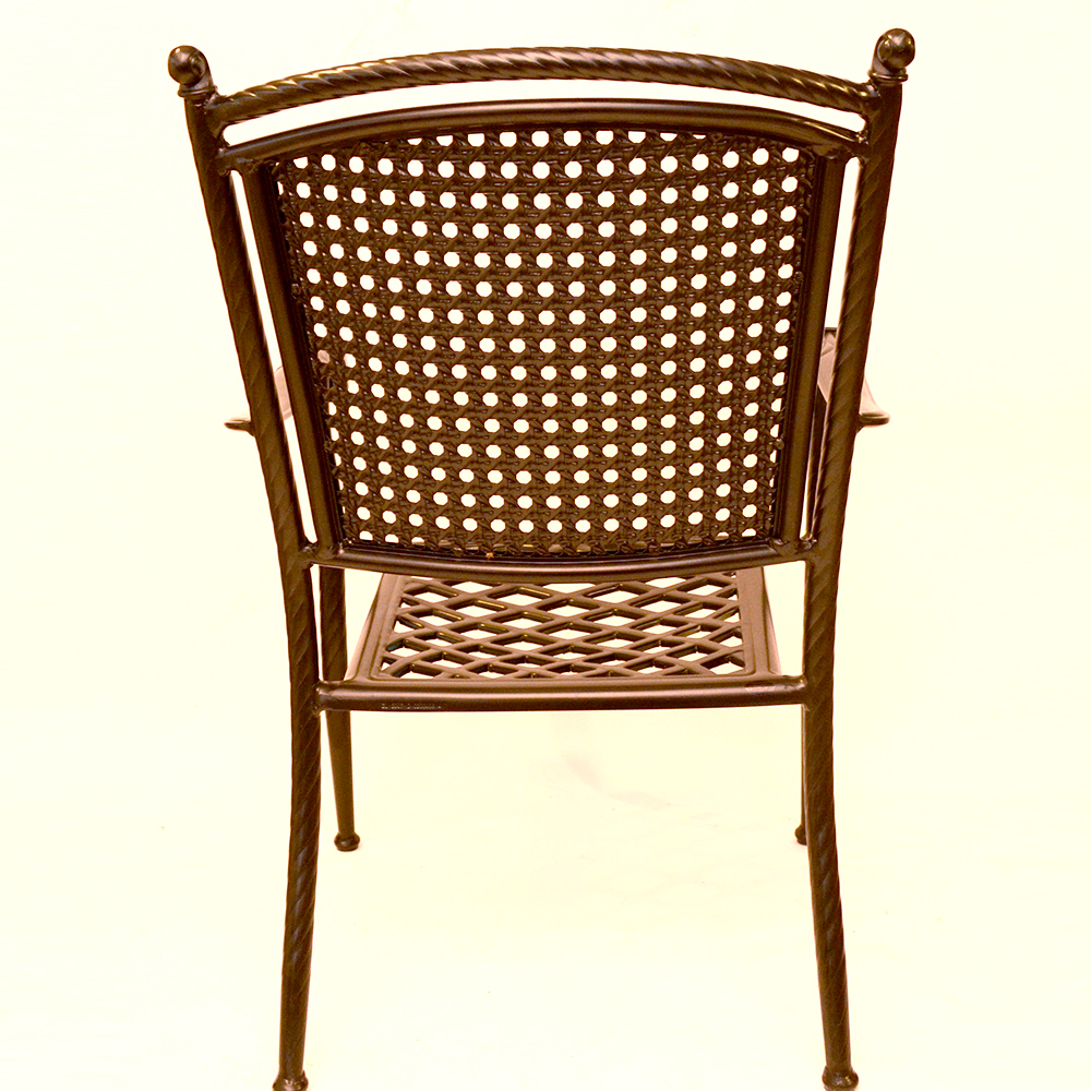 Set of Six Black Metal Patio Arm Chairs