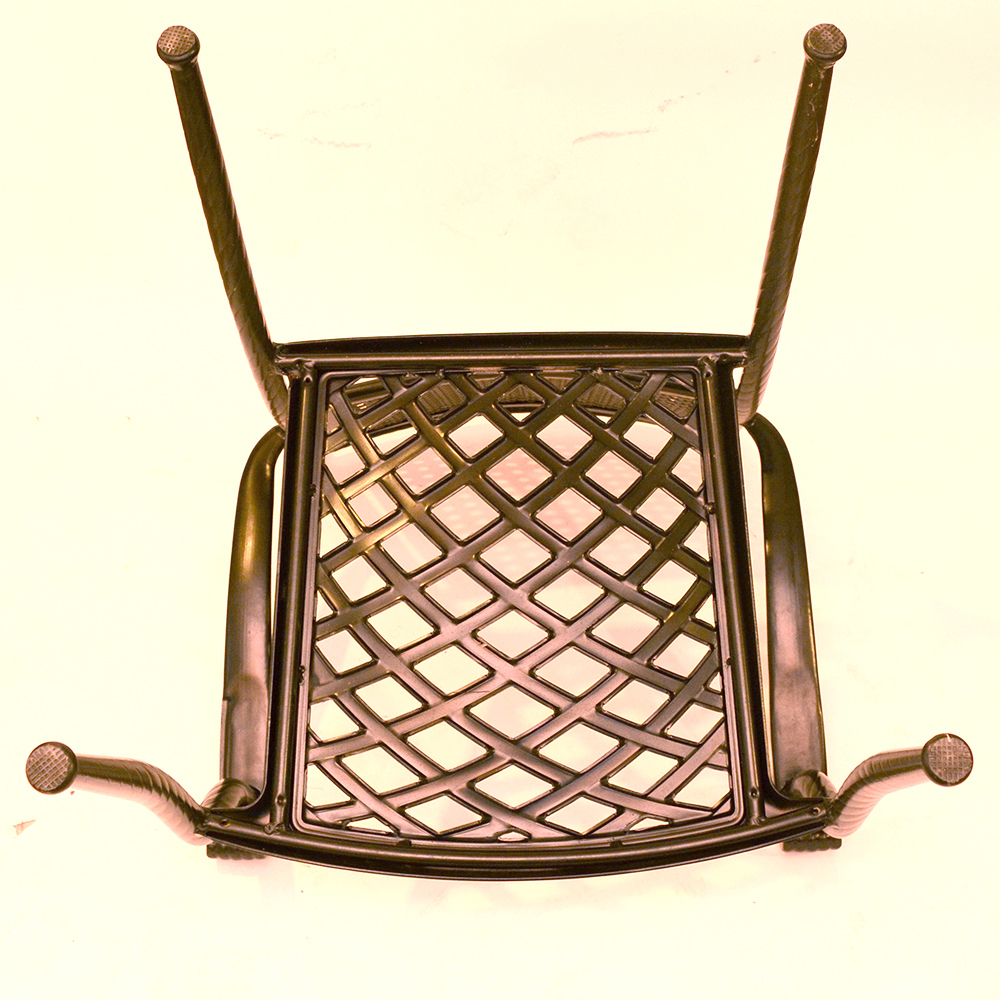 Set of Six Black Metal Patio Arm Chairs