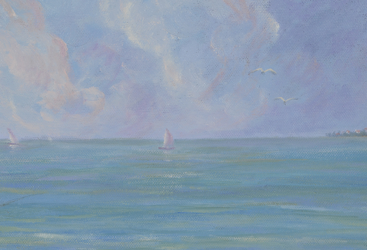 Joseph Baris Original Oil on Canvas "Fishing on Longboat Key"