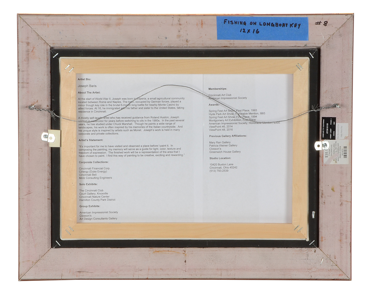 Joseph Baris Original Oil on Canvas "Fishing on Longboat Key"