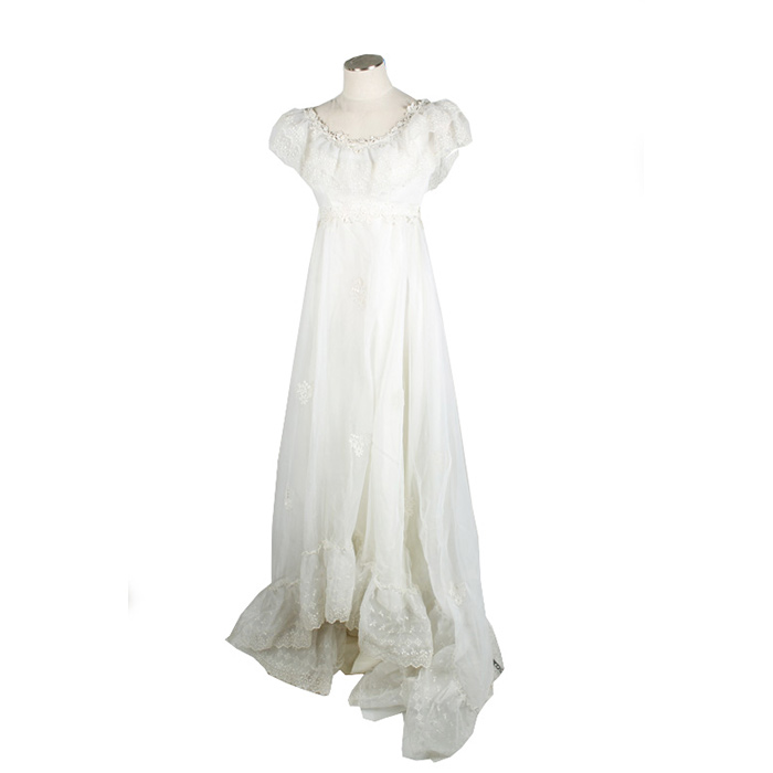 Vintage White Eyelet Smocked Wedding Dress