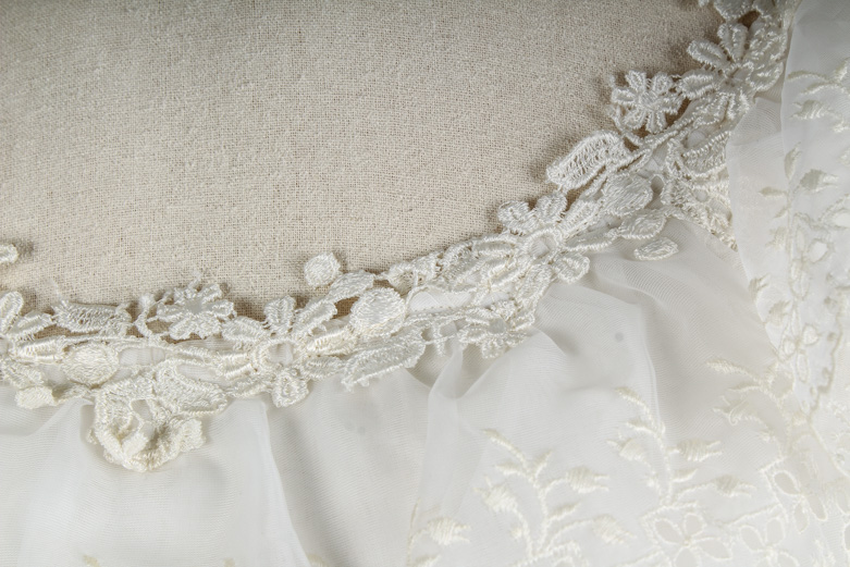 Vintage White Eyelet Smocked Wedding Dress
