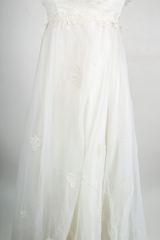 Vintage White Eyelet Smocked Wedding Dress