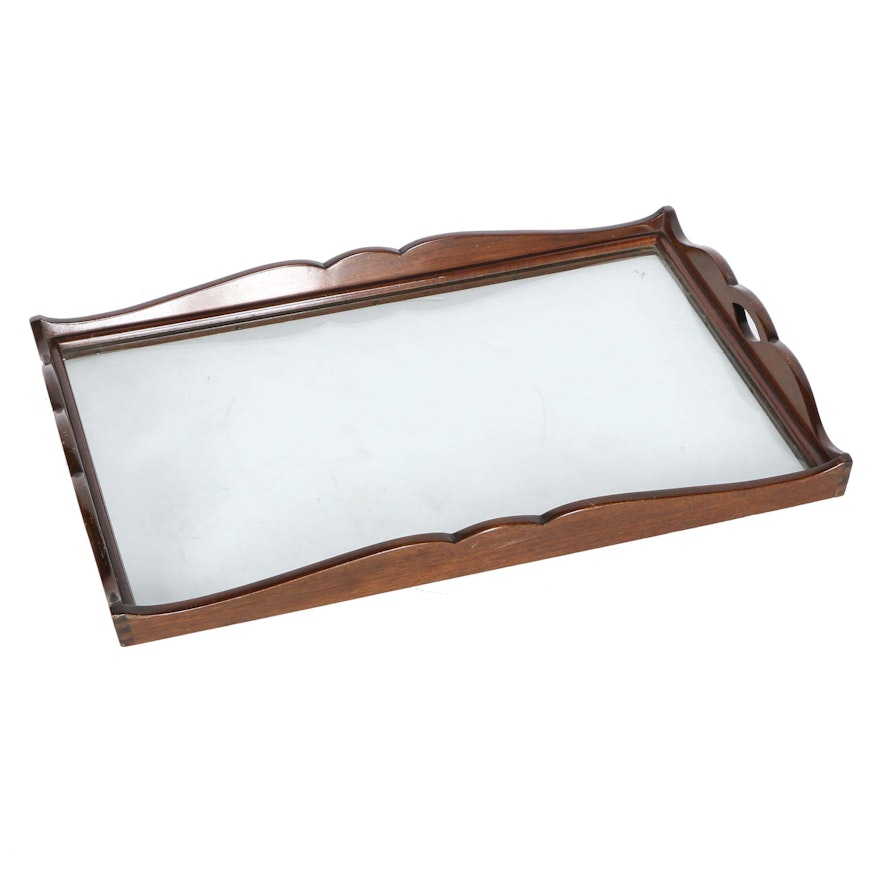 Wood and Glass Serving Tray