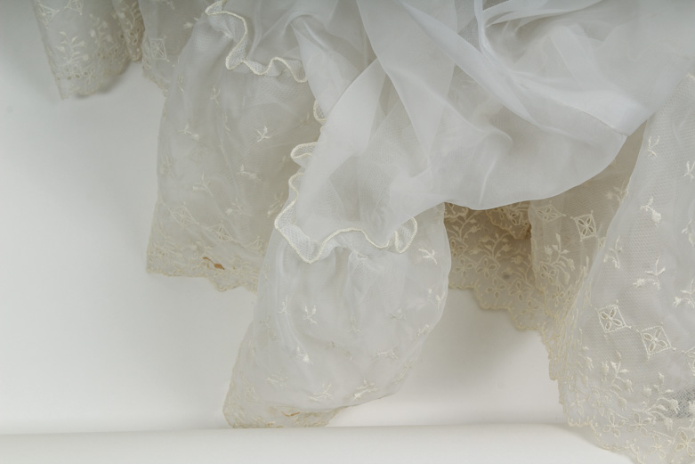 Vintage White Eyelet Smocked Wedding Dress