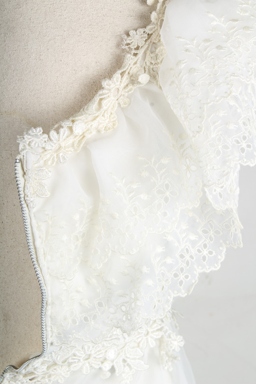 Vintage White Eyelet Smocked Wedding Dress