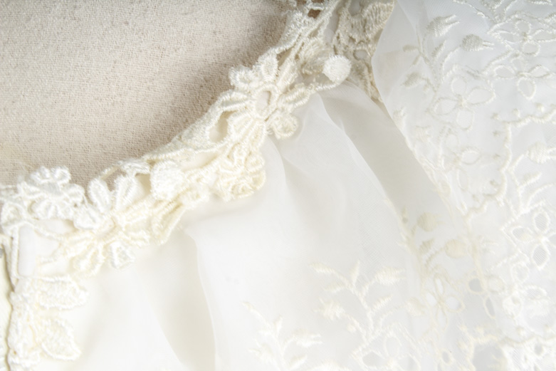 Vintage White Eyelet Smocked Wedding Dress