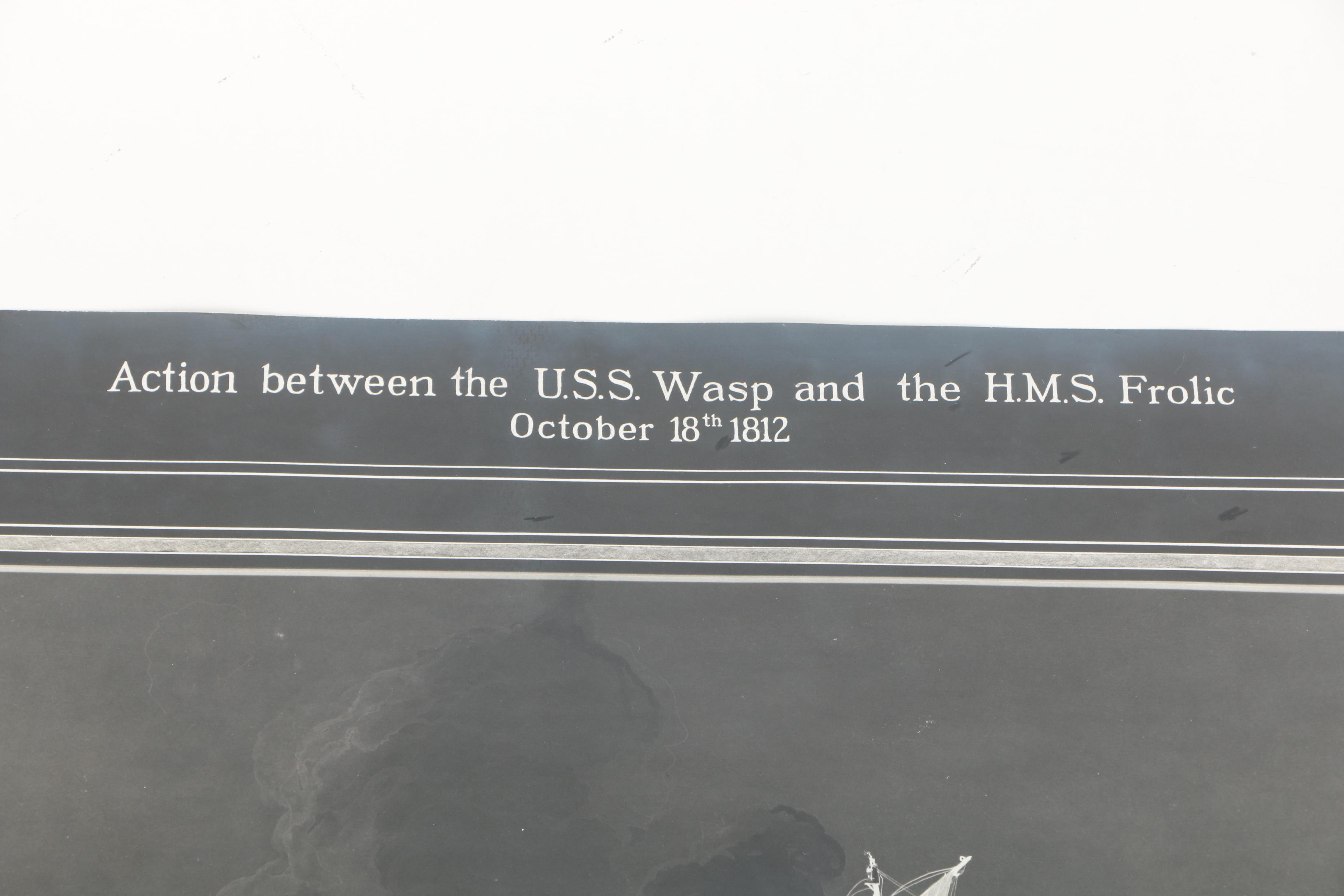 Lithographs After Worden Wood "Action Between the U.S.S. Wasp and the H.M.S. Frolic"
