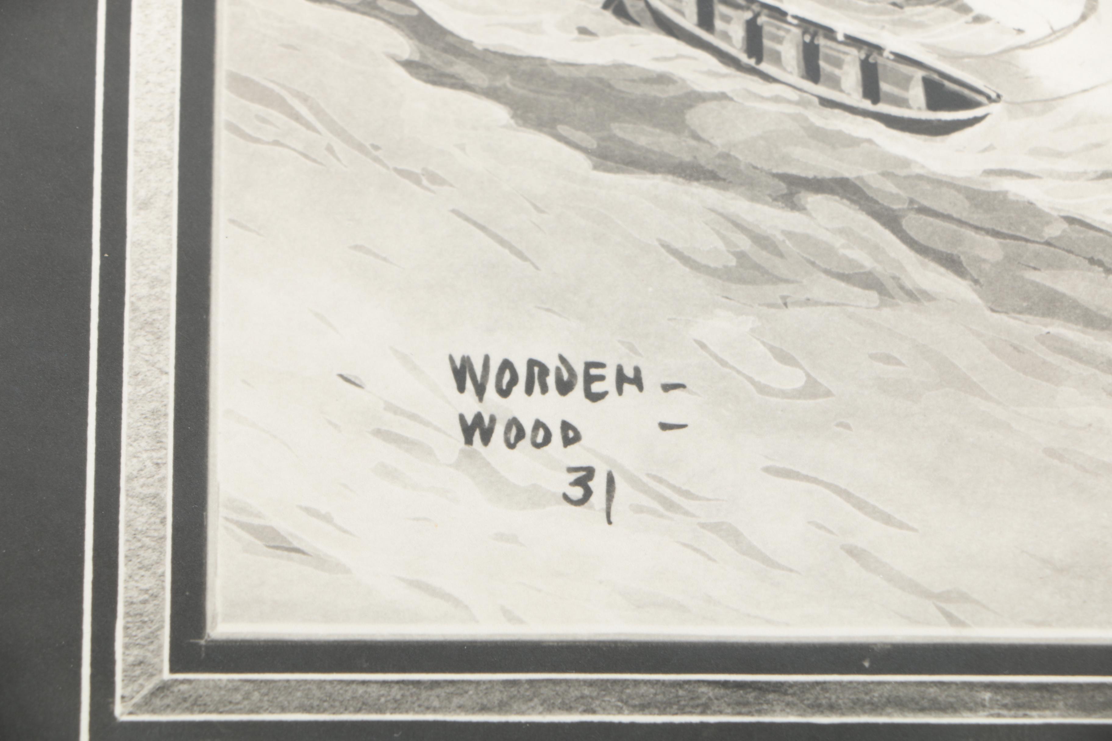 Lithographs After Worden Wood "Action Between the U.S.S. Wasp and the H.M.S. Frolic"