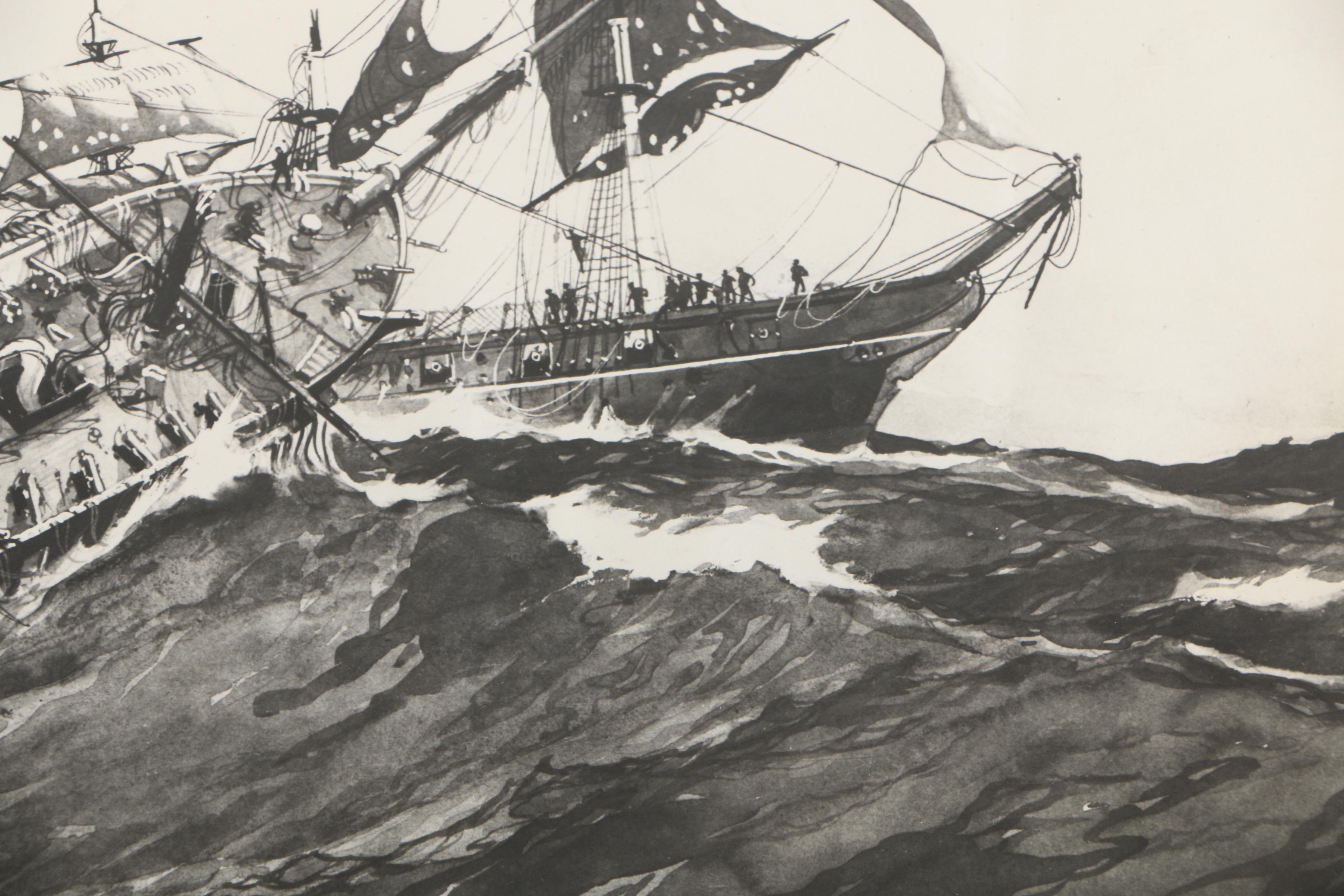 Lithographs After Worden Wood "Action Between the U.S.S. Wasp and the H.M.S. Frolic"