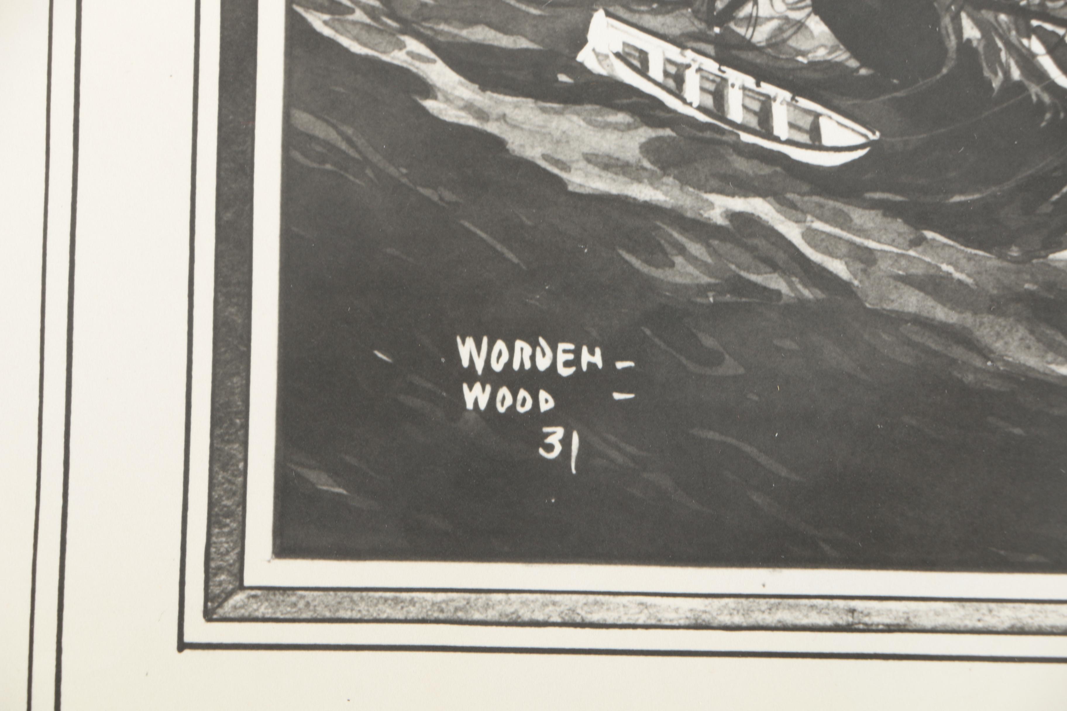 Lithographs After Worden Wood "Action Between the U.S.S. Wasp and the H.M.S. Frolic"