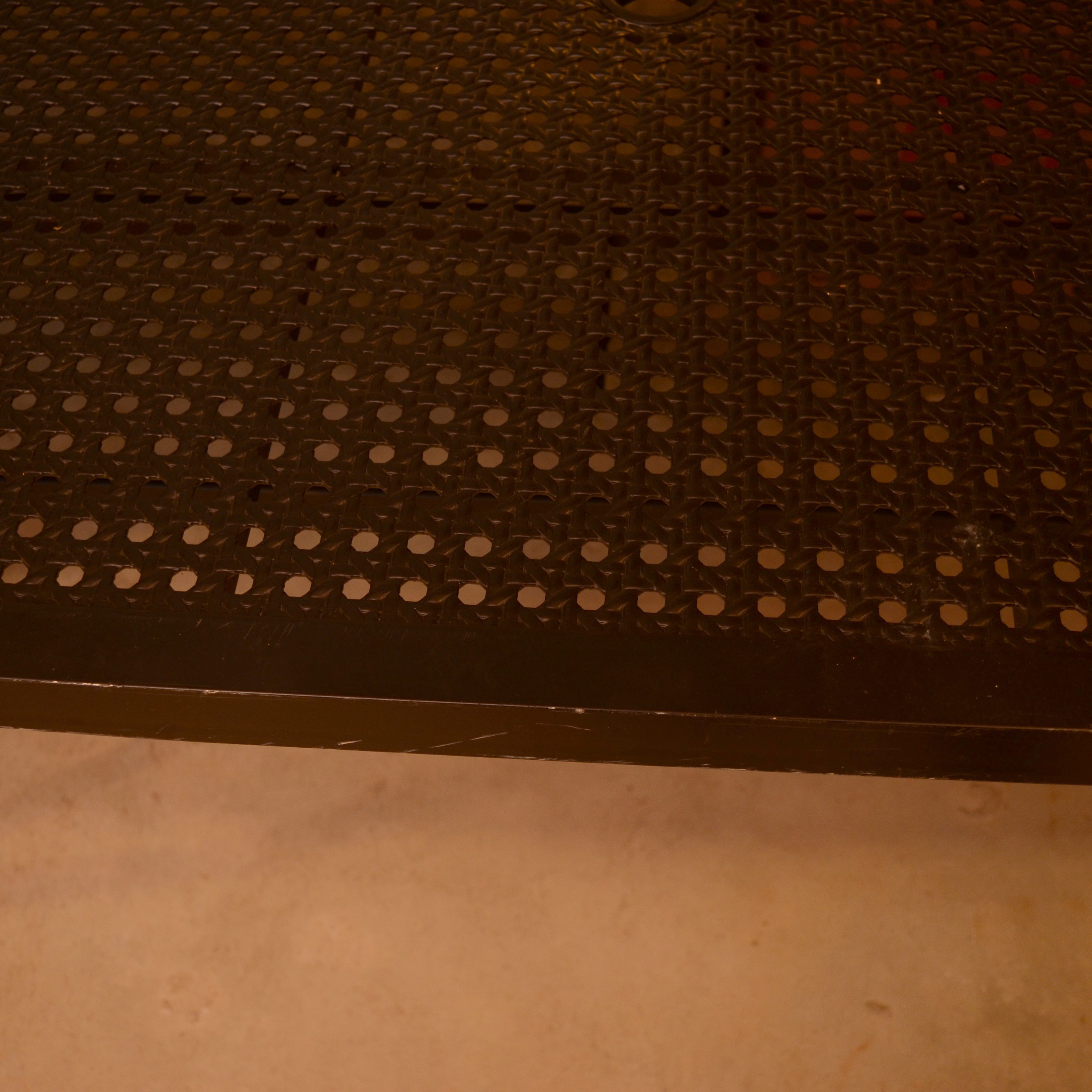 Metal Table With Cane Inset Top and Umbrella