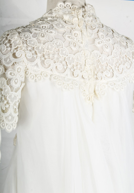Vintage Lace Bodice Wedding Dress with Shear Overlay