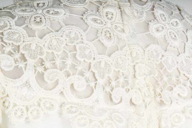 Vintage Lace Bodice Wedding Dress with Shear Overlay