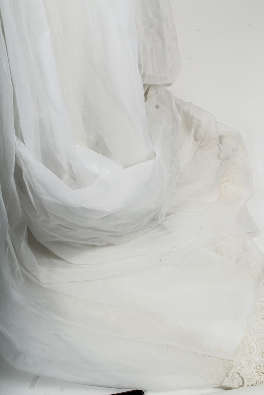 Vintage Lace Bodice Wedding Dress with Shear Overlay