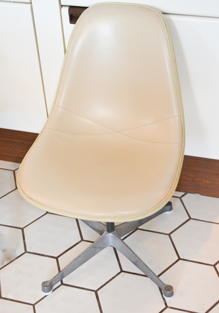 Three Mid Century Modern Tan Leather Shell Chairs