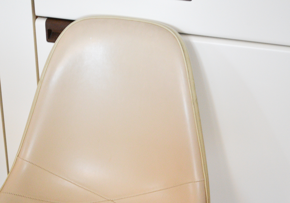 Three Mid Century Modern Tan Leather Shell Chairs