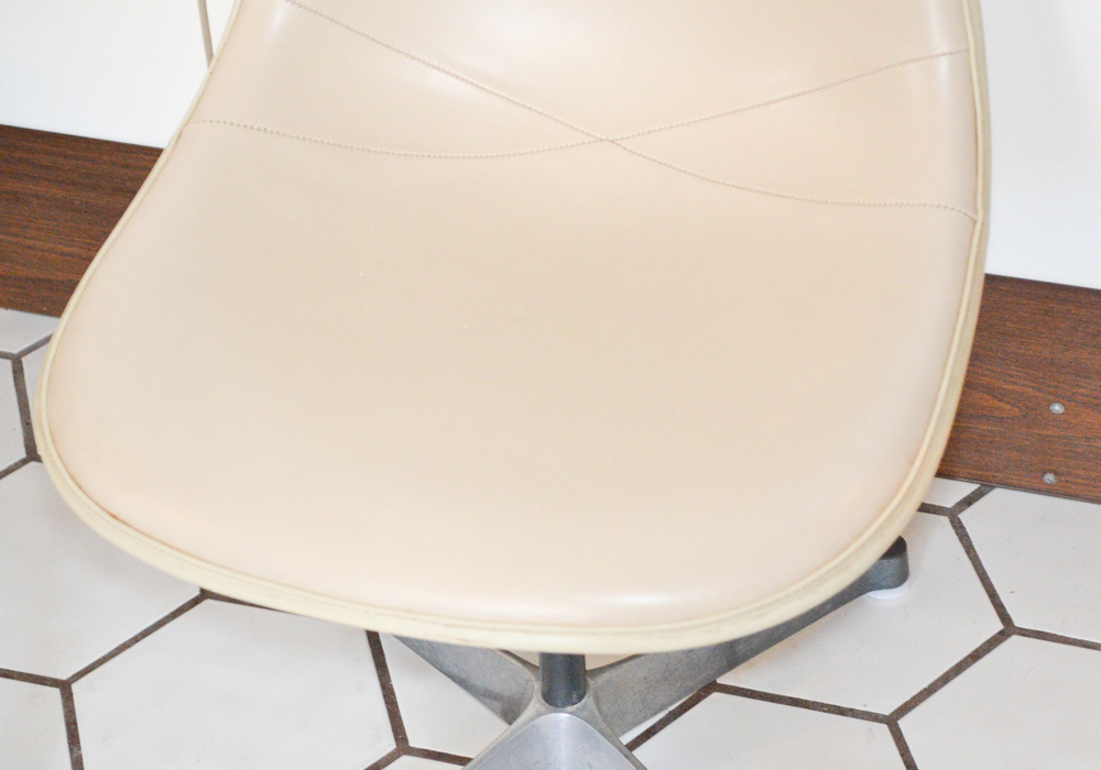 Three Mid Century Modern Tan Leather Shell Chairs