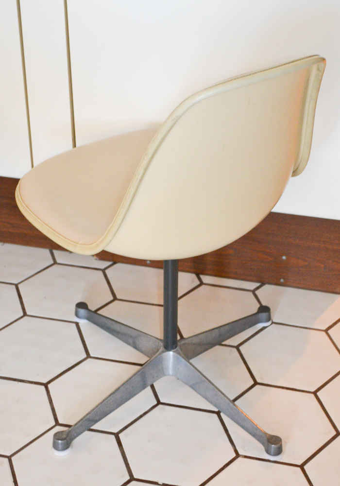 Three Mid Century Modern Tan Leather Shell Chairs