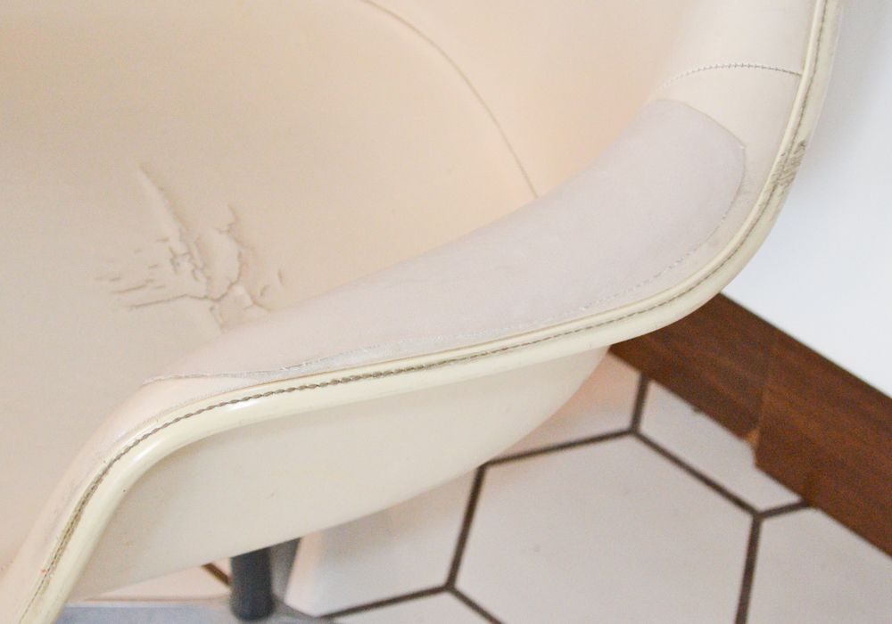 Three Mid Century Modern Tan Leather Shell Chairs