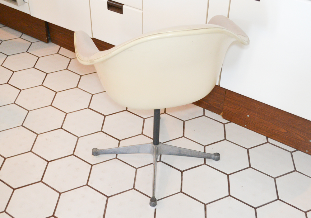 Three Mid Century Modern Tan Leather Shell Chairs