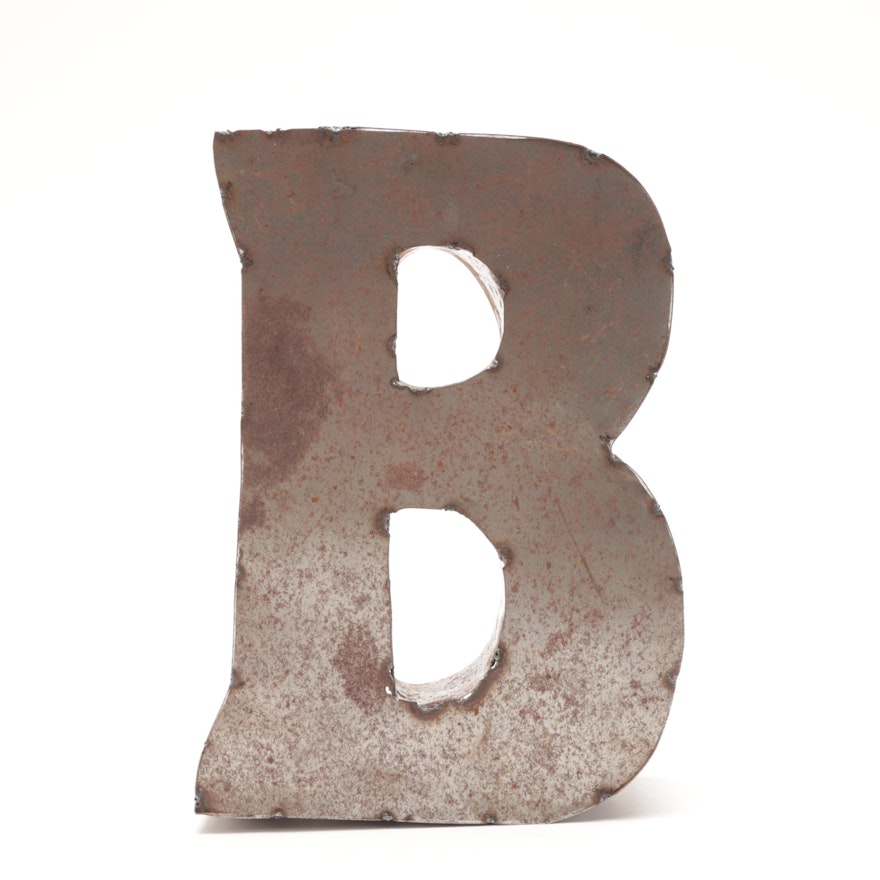 Rustic Distressed Metal Letter "B"