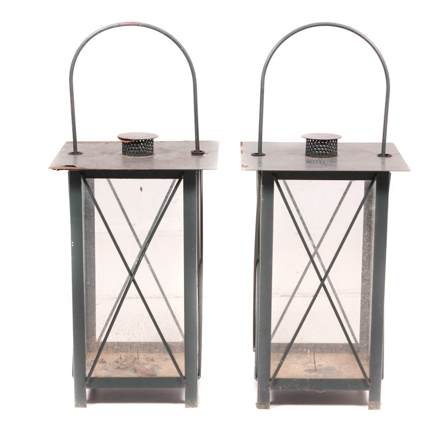 Pair of Outdoor Scale Decorative Lanterns
